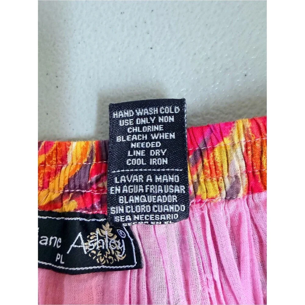 Vintage Jane Ashley Prairie Skirt Size Large Petite Red Orange Elastic Waist